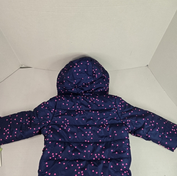 Carter’s 12 Months Girls Blue And Pink Heart Winter Jacket - Picture 4 of 9
